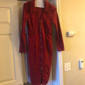 Long sleeved dress suede like